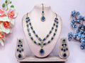 Jewel City Teardrop Bridal Necklace Set with Earrings & Maang Tikka - Ethnic Wedding Jewelry for Brides & Parties | Grocsy