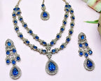 Jewel City Teardrop Bridal Necklace Set with Earrings & Maang Tikka - Ethnic Wedding Jewelry for Brides & Parties | Grocsy