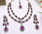 Jewel City Teardrop Bridal Necklace Set with Earrings & Maang Tikka - Ethnic Wedding Jewelry for Brides & Parties | Grocsy