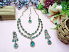 Jewel City Teardrop Bridal Necklace Set with Earrings & Maang Tikka - Ethnic Wedding Jewelry for Brides & Parties | Grocsy