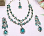 Jewel City Teardrop Bridal Necklace Set with Earrings & Maang Tikka - Ethnic Wedding Jewelry for Brides & Parties | Grocsy