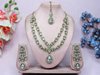 Jewel City Teardrop Bridal Necklace Set with Earrings & Maang Tikka - Ethnic Wedding Jewelry for Brides & Parties | Grocsy