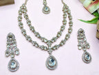 Jewel City Teardrop Bridal Necklace Set with Earrings & Maang Tikka - Ethnic Wedding Jewelry for Brides & Parties | Grocsy