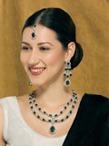 Jewel City Teardrop Bridal Necklace Set with Earrings & Maang Tikka - Ethnic Wedding Jewelry for Brides & Parties | Grocsy