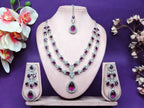 Jewel City Teardrop Bridal Necklace Set with Earrings & Maang Tikka - Ethnic Wedding Jewelry for Brides & Parties | Grocsy