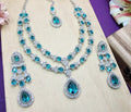 Jewel City Teardrop Bridal Necklace Set with Earrings & Maang Tikka - Ethnic Wedding Jewelry for Brides & Parties | Grocsy