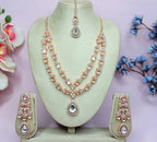 Jewel City Teardrop Bridal Necklace Set with Earrings & Maang Tikka - Ethnic Wedding Jewelry for Brides & Parties | Grocsy