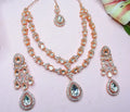 Jewel City Teardrop Bridal Necklace Set with Earrings & Maang Tikka - Ethnic Wedding Jewelry for Brides & Parties | Grocsy