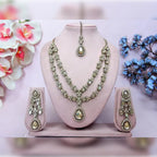 Jewel City Teardrop Bridal Necklace Set with Earrings & Maang Tikka - Ethnic Wedding Jewelry for Brides & Parties | Grocsy