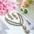 Jewel City Teardrop Bridal Necklace Set with Earrings & Maang Tikka - Ethnic Wedding Jewelry for Brides & Parties | Grocsy