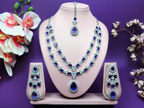 Jewel City Teardrop Bridal Necklace Set with Earrings & Maang Tikka - Ethnic Wedding Jewelry for Brides & Parties | Grocsy