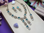 Jewel City Elegant Crystal Floral Necklace Set with Earrings Designer Party Wear Jewelry | Grocsy