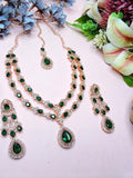 Jewel City Teardrop Bridal Necklace Set with Earrings & Maang Tikka - Ethnic Wedding Jewelry for Brides & Parties | Grocsy