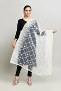 Joban Fashion White Cotton Embroidery Work Pakistani Karanchi Dupatta | Grocsy