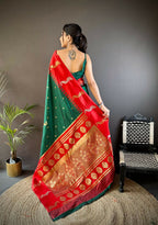 Joban Fashion Red Peacock,Butti Banarasi Silk Sarees | Grocsy