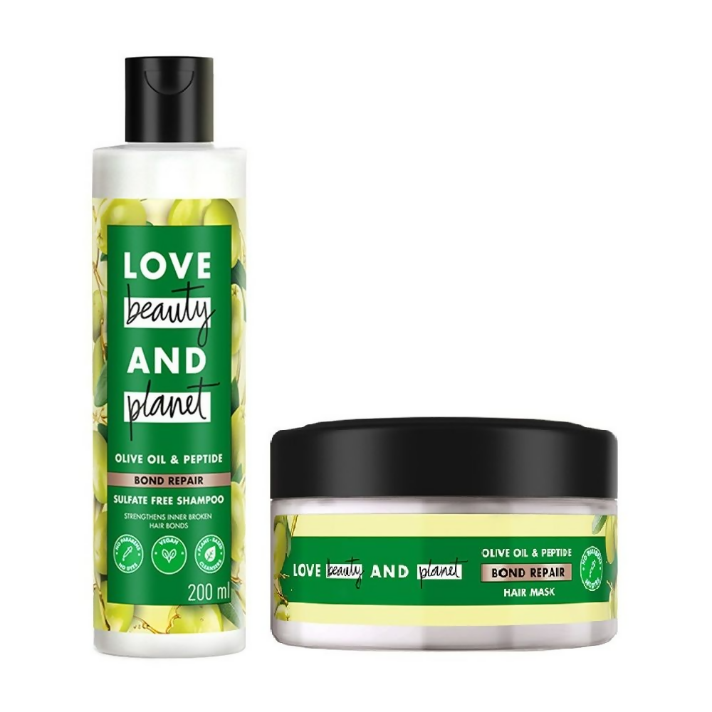 Love Beauty And Planet Olive Oil & Peptide Bond Repair Shampoo & Mask Combo | Grocsy