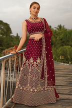 Lehenga Mart Designer Wedding Lehenga Choli For Women - Maroon | Grocsy