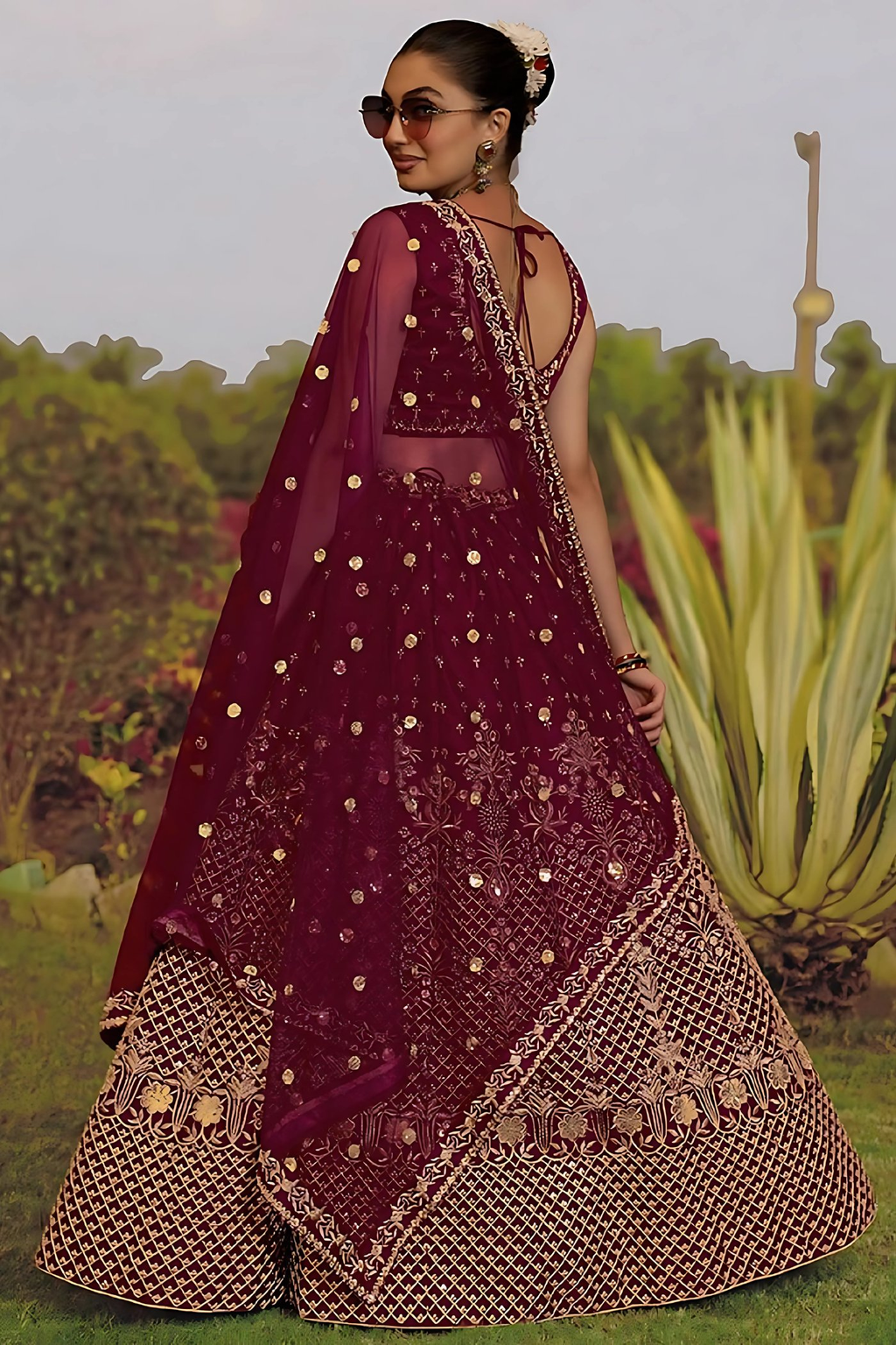 Lehenga Mart Designer Wedding Lehenga Choli For Women - Maroon | Grocsy