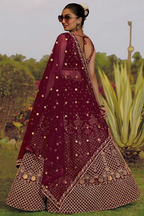 Lehenga Mart Designer Wedding Lehenga Choli For Women - Maroon | Grocsy