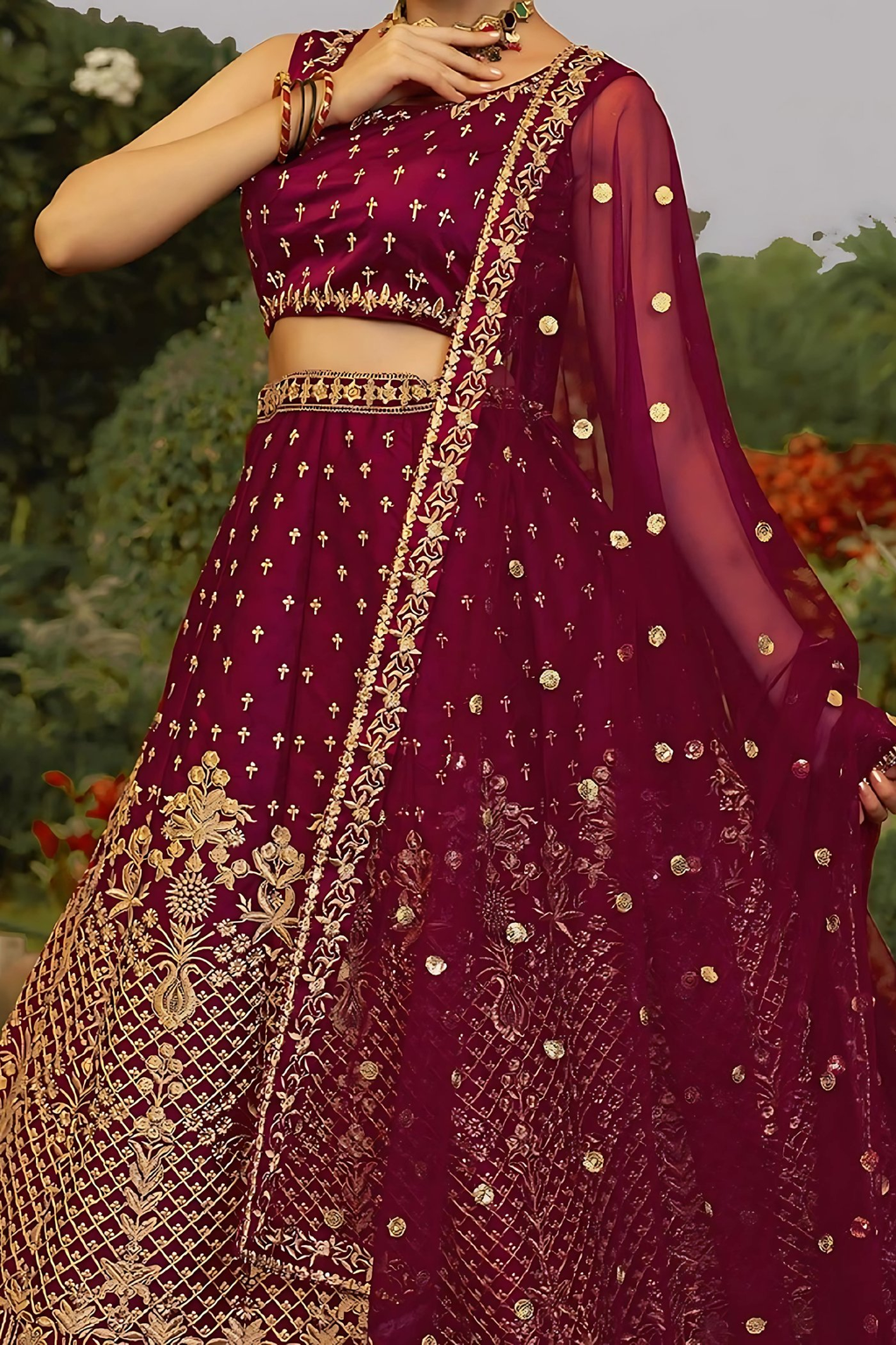 Lehenga Mart Designer Wedding Lehenga Choli For Women - Maroon | Grocsy