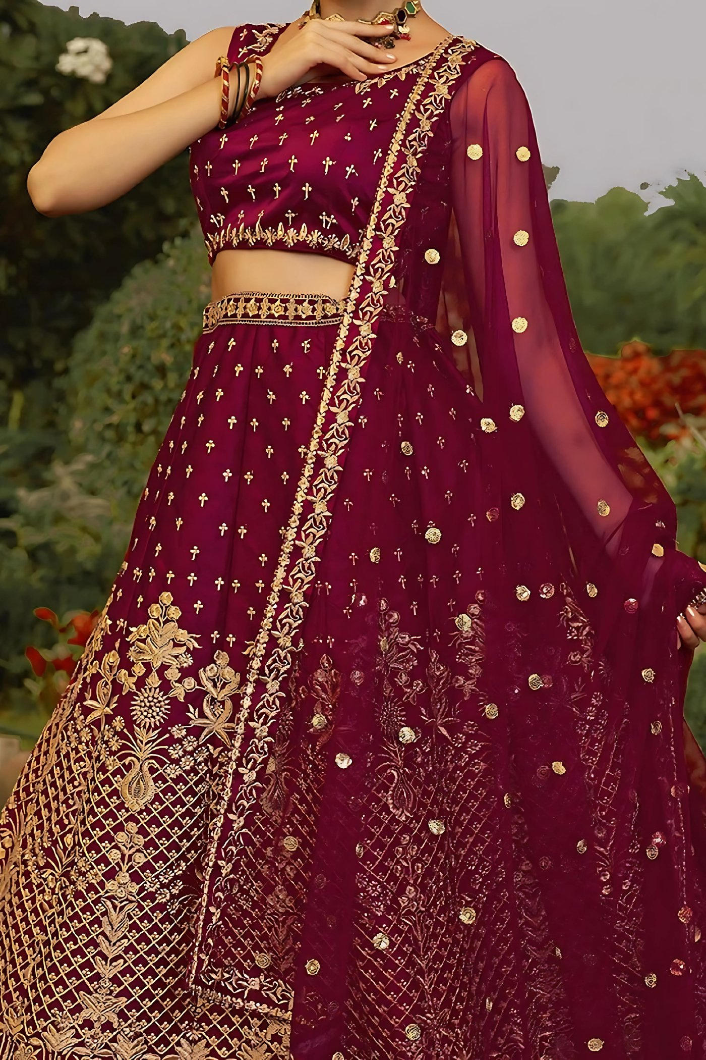 Lehenga Mart Designer Wedding Lehenga Choli For Women - Maroon | Grocsy