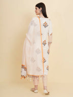 Designer Stylish white cotton Stitched Suit With Dupatta - Tanisha | Grocsy