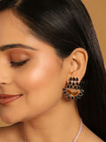 Nuyug 22K Gold Plated Crystal Studded Contemporary Floral Shaped Stud Earrings | Grocsy