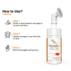 Fixderma 2% Vitamin C Face Wash, Foaming Face Cleanser with Brush | Grocsy