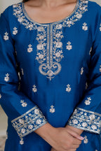 Lehenga Mart Designer Chinon Ready to wear Kurta Palazzo Dupatta for Women - Blue | Grocsy