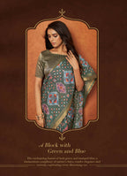 Green Rangkat and Crepe Silk Aztec Saree With Unstitched Blouse Piece - Mohmanthan Royal Saachi | Grocsy