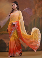 Vegaa Fashion Yellow Soft Georgette Sequence Work Saree | Grocsy