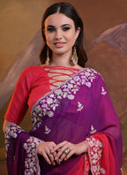 Vegaa Fashion Purple Soft Georgette Sequence Work Saree | Grocsy