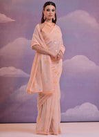 Vegaa Fashion Light Peach Soft Georgette Sequence Work Saree | Grocsy