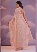 Vegaa Fashion Light Peach Soft Georgette Sequence Work Saree | Grocsy