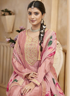 Vegaa Fashion Baby Pink Vichitra Silk Embroidered Anarkali Suit | Grocsy