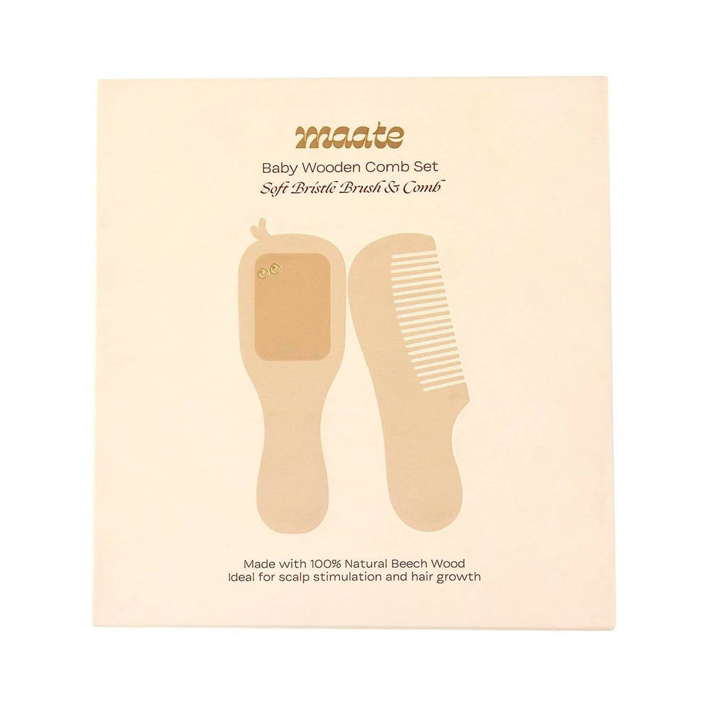 Maate Baby Wooden Comb Set | Beechwood Comb and Hair Brush | Grocsy