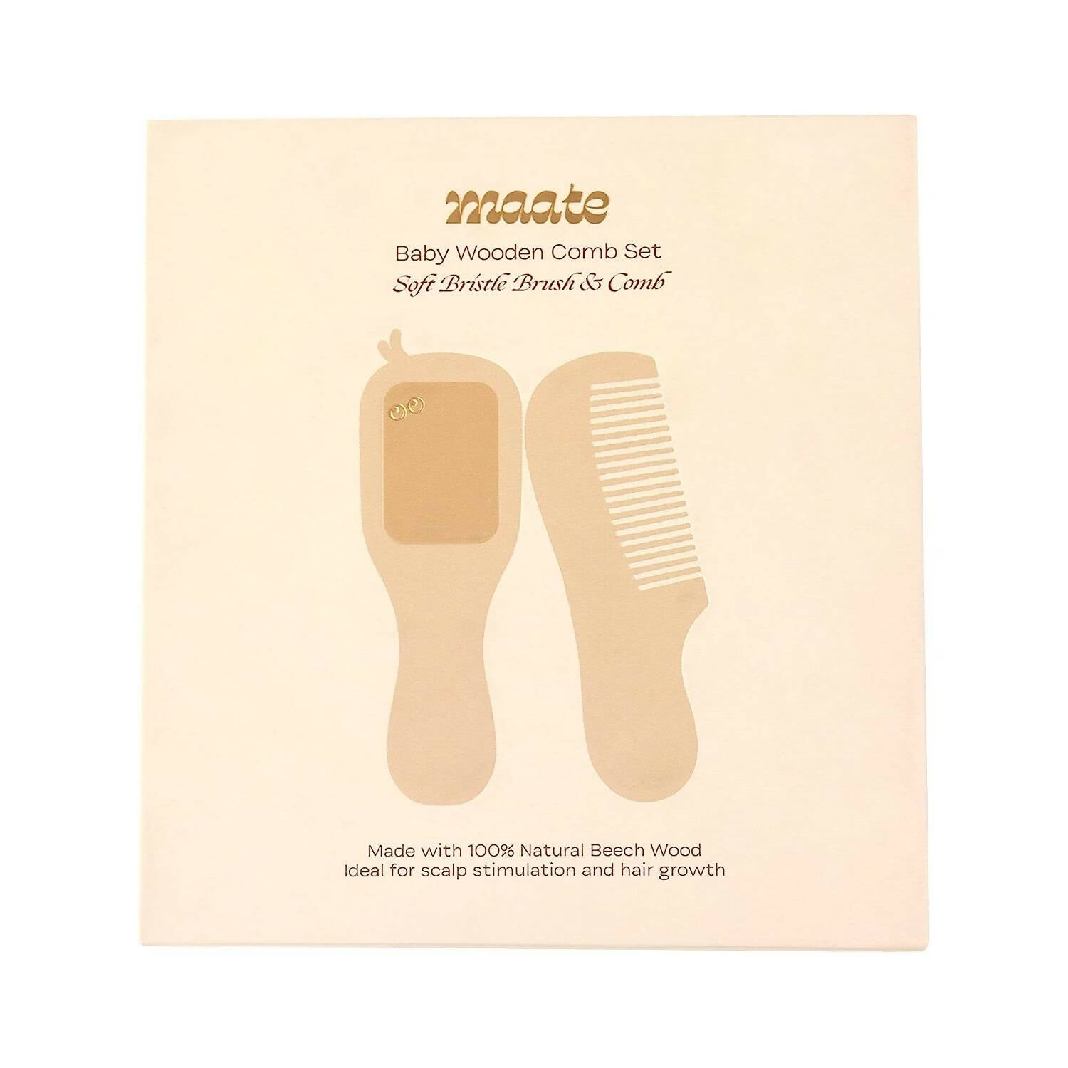 Maate Baby Wooden Comb Set | Beechwood Comb and Hair Brush | Grocsy