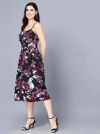 Myshka Multicoloured Floral Organic Cotton Crepe Midi Dress | Grocsy