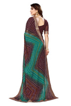 Vamika Brown Georgette Printed With Lace Saree | Grocsy
