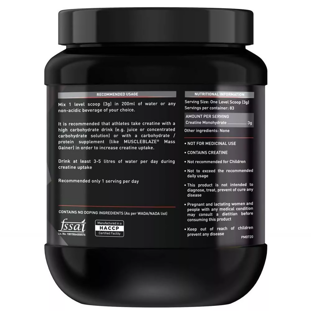 MuscleBlaze Creatine Monohydrate Unflavored | Grocsy