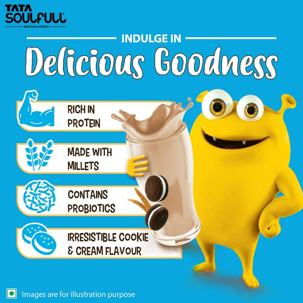 Tata Soulfull Nutri Drink+ For Kids With Millets - Cookie & Cream Flavor | Grocsy