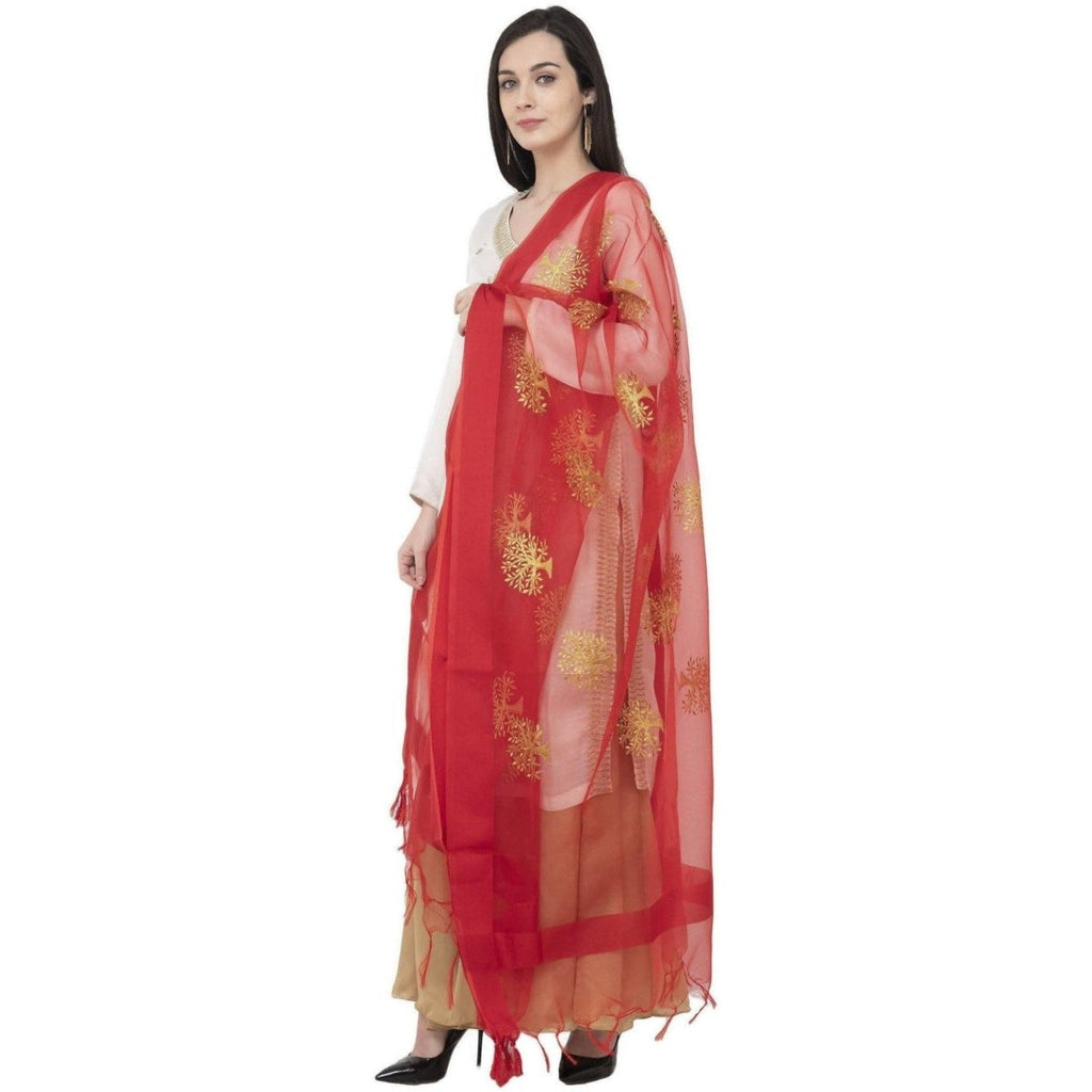 A R Silk Tissue Zari Emb. Fancy Dupatta Mehroon Color Dupatta or Chunni | Grocsy