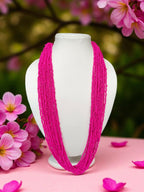 Inhanns Rangsaaz 20-Layer Luxe Long Beaded Only Necklace - Pink Only Necklace | Grocsy