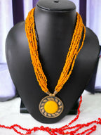 Inhanns Everyday Statement Beaded Pendant Necklace - Yellow | Grocsy
