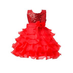 Asmaani Baby Girl's Red Color Satin Knee Length Frock (AS-DRESS-22068) | Grocsy