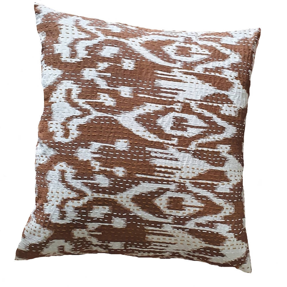 The Decor Nook Off White Base With Brown Print Cushion Cover | Grocsy