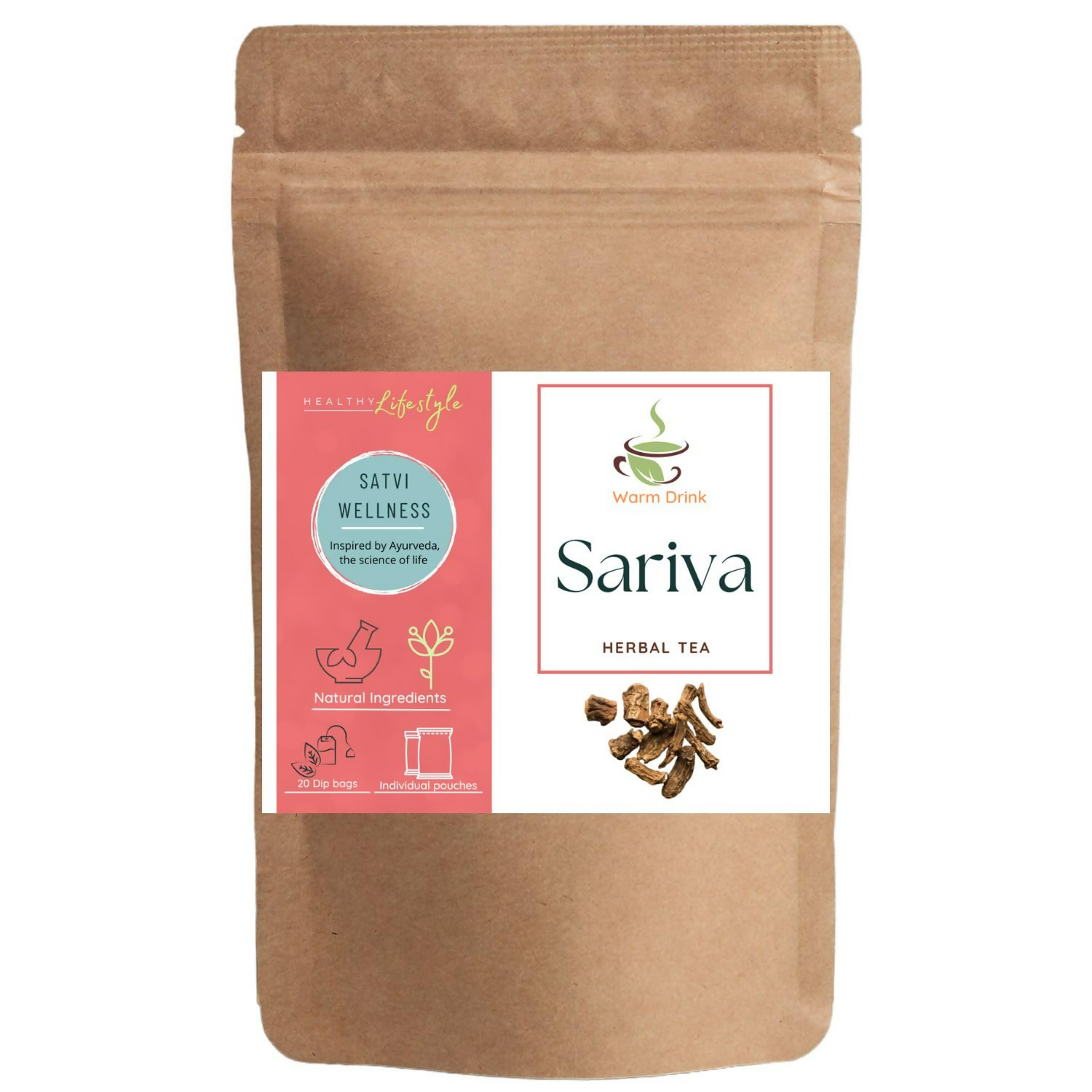 Satvi Wellness Sariva Tea Ananthamool Sariba Herbal Tea Bags | Herbal Tea | Grocsy
