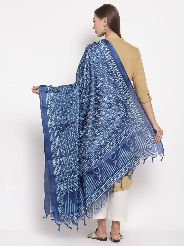 Myshka Women's Blue Cotton Print Casual Dupatta | Grocsy