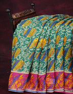 Rama Green Printed Semi Chanderi Saree By Gayathri Reddy Designer Studio | Grocsy