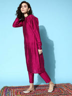Ahalyaa Women's Traditional wear Kurta Set - Burgundy | Grocsy